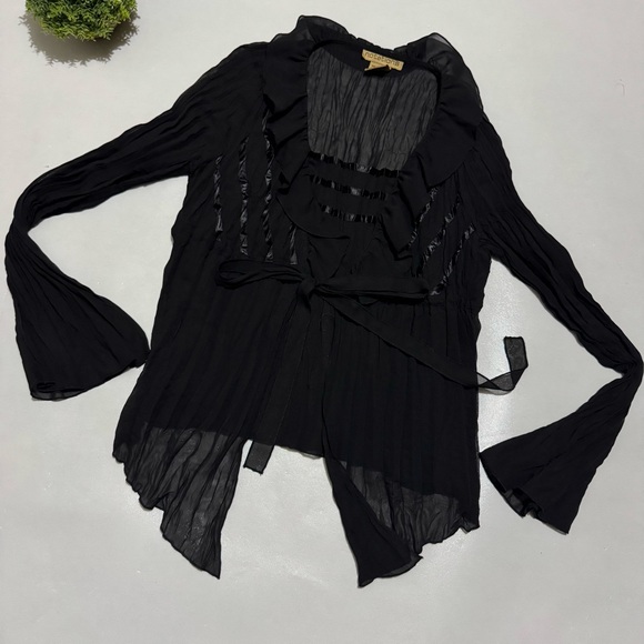 Notations Vintage Black Blouse Top Size Small Whimsy Goth Vampire Dark Romantic - Picture 1 of 4